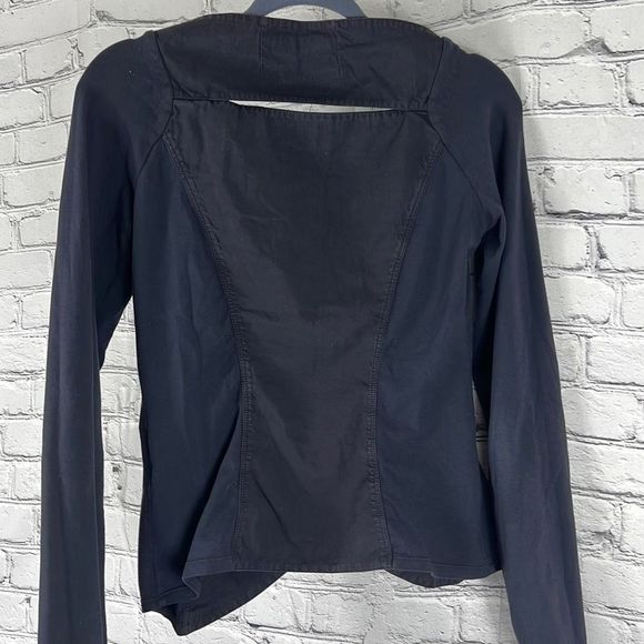 European Culture Womens Blouse Buttoned Quarter Sleeve Fitted Blue Black Small - Picture 6 of 12